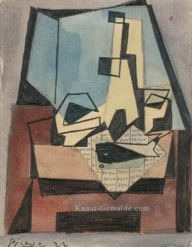 Verre bouteille poisson sur un journal 1922 cubist Pablo Picasso Ölgemälde